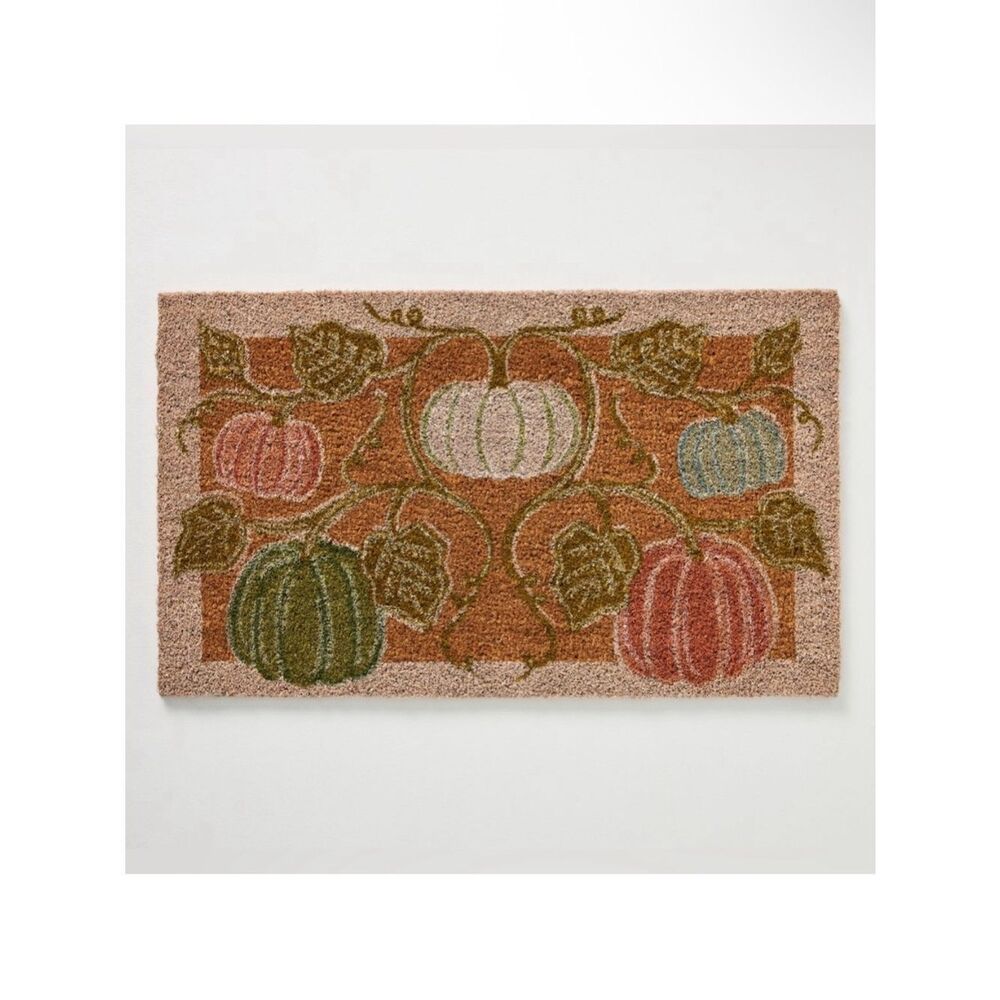 Anthropologie Bruna Autumn Pumpkin Printed Coir Doormat - Multicolor (18”x30”)